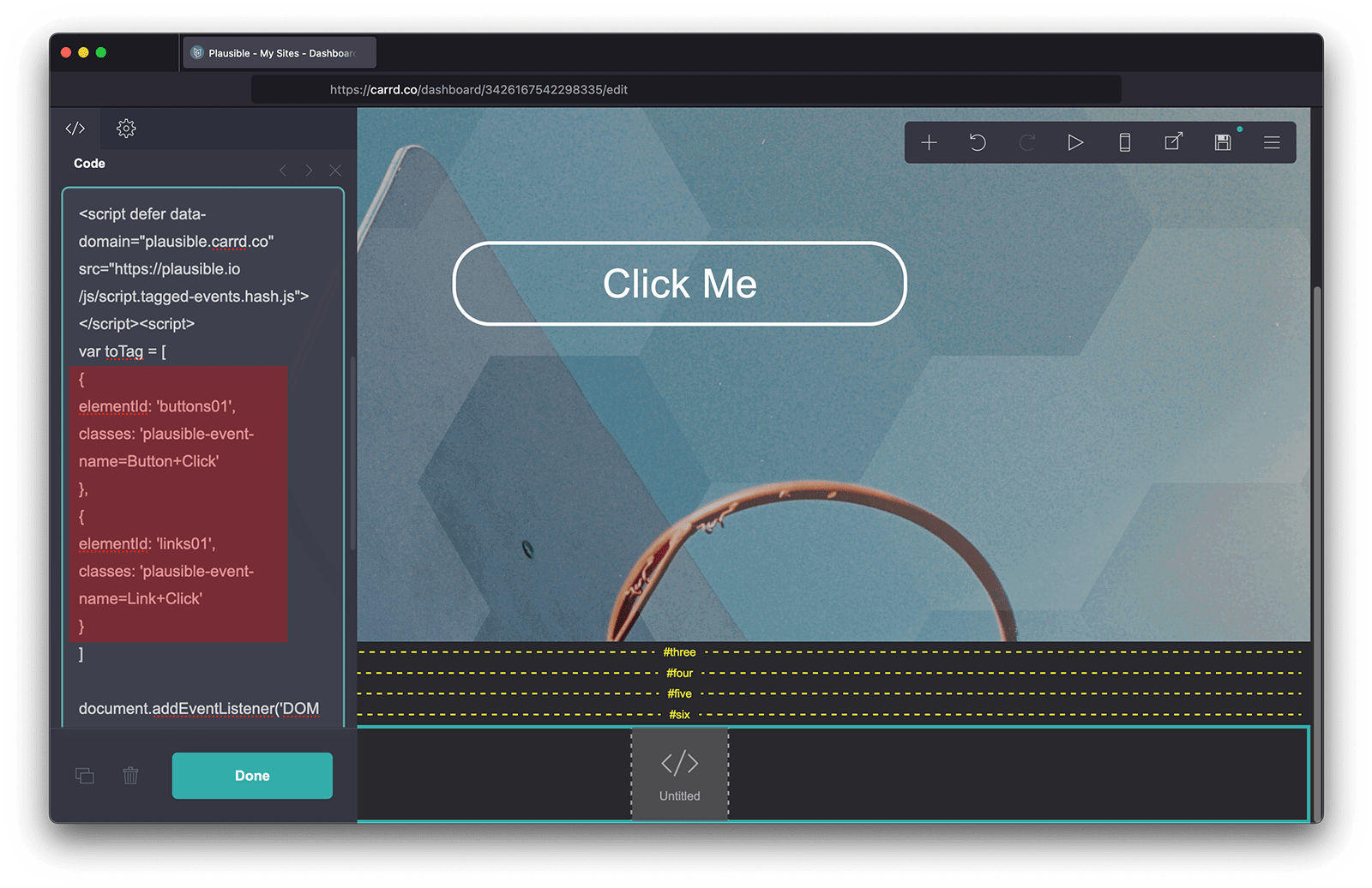 track multiple elements in Carrd